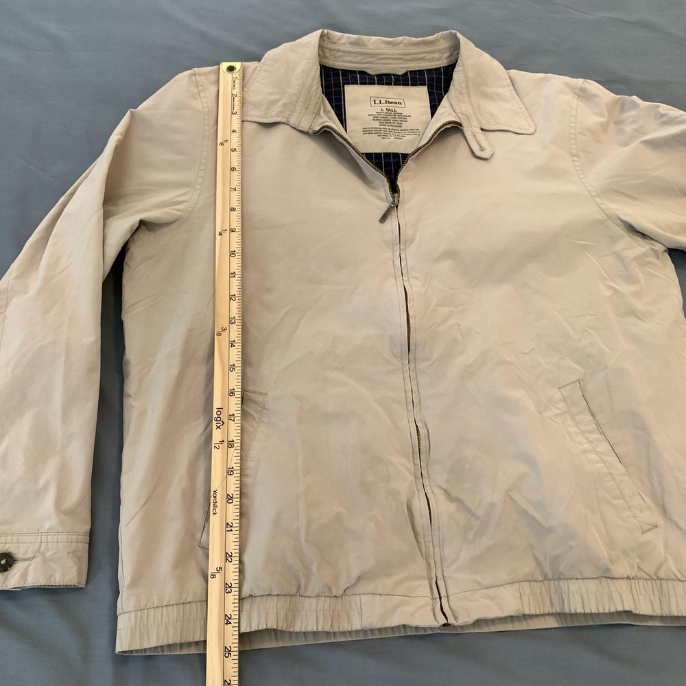 L.L. Bean Jacket Mens LT Tall Beige Lined Microfiber‎ Windbreaker Zip Pockets - Picture 5 of 7
